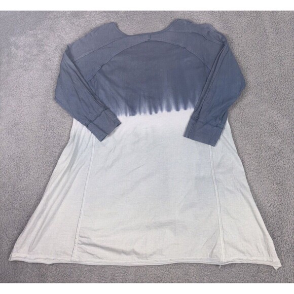 Caite & Kyla Seo Top TShirt Dress Boho Blue Large Embroidered Tie Dye Handmade - Picture 3 of 9